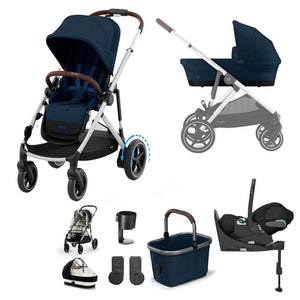 CYBEX e-Gazelle S Pushchair + Cloud T Travel System - Ocean Blue-Travel Systems-Ocean Blue-With Base | Natural Baby Shower