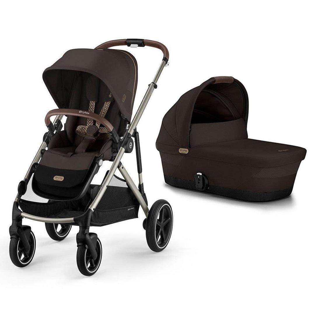 CYBEX Gazelle S Double Pushchair-Strollers-Chocolate Brown-With Carrycot | Natural Baby Shower