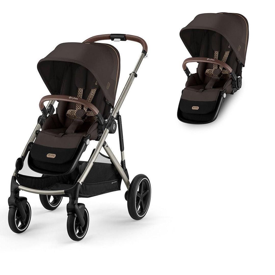 CYBEX Gazelle S Twin Pushchair-Strollers-Chocolate Brown-With Seat Unit | Natural Baby Shower