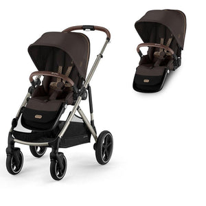 CYBEX Gazelle S Twin Pushchair-Strollers-Chocolate Brown-With Seat Unit | Natural Baby Shower