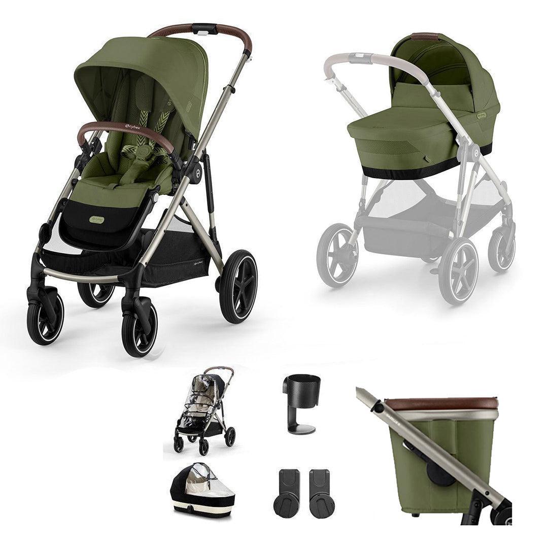 CYBEX Gazelle S Essential Pushchair Bundle-Stroller Bundles-Almond Beige-No Footmuff | Natural Baby Shower