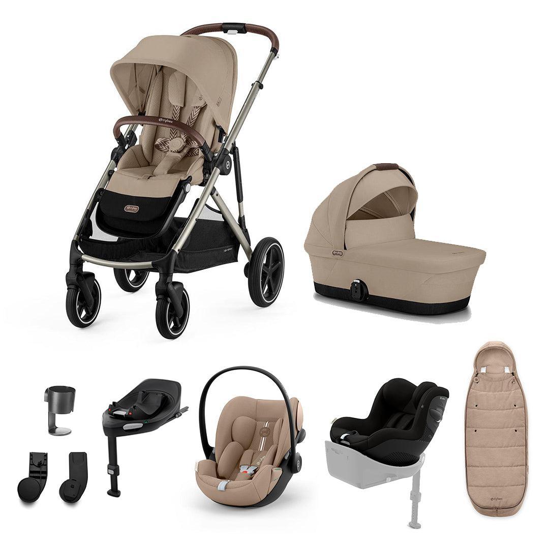 CYBEX Gazelle S Newborn to Toddler Ultimate Bundle-Travel Systems-Almond Beige/Black-1 x Base G | Natural Baby Shower
