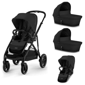 CYBEX Gazelle S Twin Pushchair - Moon Black-Strollers-Moon Black-2x Carrycot | Natural Baby Shower