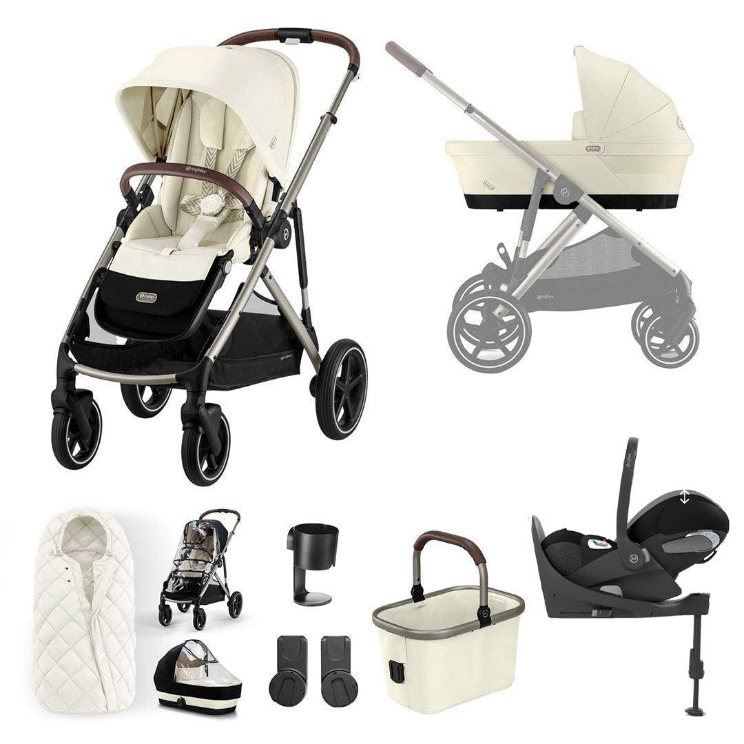 CYBEX Gazelle S + Cloud T Luxury Bundle - Seashell Beige-Travel Systems-Base T-SNOGGA Footmuff | Natural Baby Shower