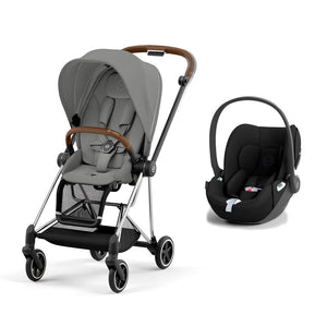 CYBEX Mios + Cloud T Travel System - Mirage Grey-Travel Systems-Mirage Grey/Chrome Brown-None | Natural Baby Shower