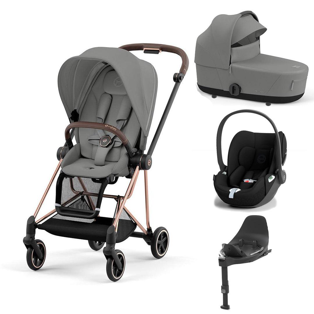 CYBEX Mios + Cloud T Travel System - Mirage Grey-Travel Systems-Mirage Grey/Rose Gold-Lux | Natural Baby Shower