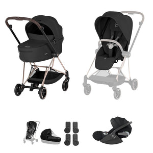 Cybex Mios Ultimate Bundle - Comfort Collection-Travel Systems-Sepia Black/Rose Gold-Without Base | Natural Baby Shower