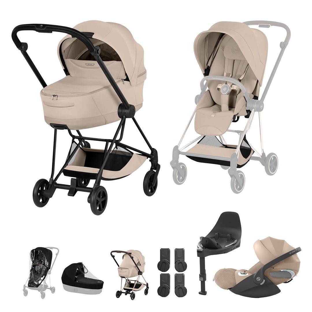 Cybex Mios Ultimate Bundle - Style Collection-Travel Systems-Cozy Beige-Matt Black | Natural Baby Shower