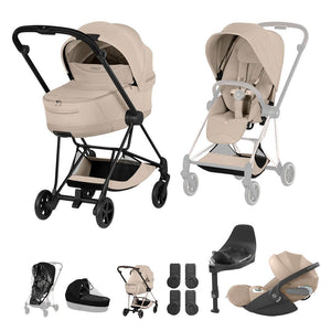 Cybex Mios Ultimate Bundle - Style Collection-Travel Systems-Cozy Beige-Matt Black | Natural Baby Shower