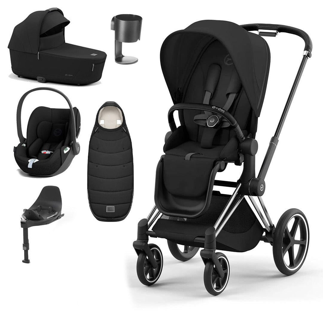 CYBEX Priam Cloud T Ultimate Travel System - Sepia Black-Travel Systems-Chrome Black-Lux | Natural Baby Shower