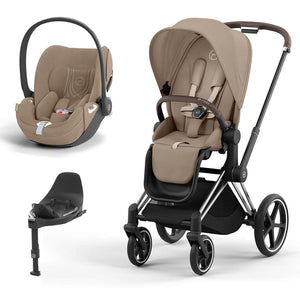 CYBEX Priam Cloud T Travel System - Cozy Beige-Travel Systems-Chrome Brown-None | Natural Baby Shower