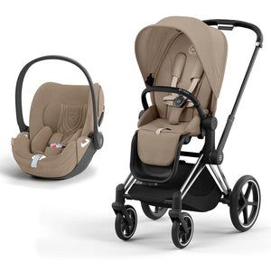 CYBEX Priam Cloud T Travel System - Cozy Beige-Travel Systems-Chrome Black-None | Natural Baby Shower