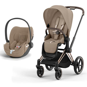 CYBEX Priam Cloud T Travel System - Cozy Beige-Travel Systems-Rose Gold-None | Natural Baby Shower