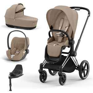 CYBEX Priam Cloud T Travel System - Cozy Beige-Travel Systems-Chrome Black-Lux | Natural Baby Shower