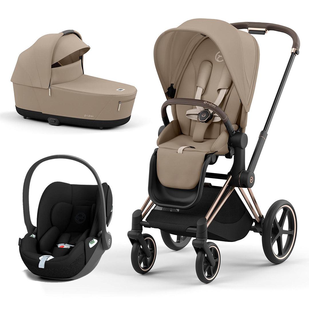 CYBEX Priam Cloud T Travel System - Cozy Beige-Travel Systems-Rose Gold-Lux | Natural Baby Shower