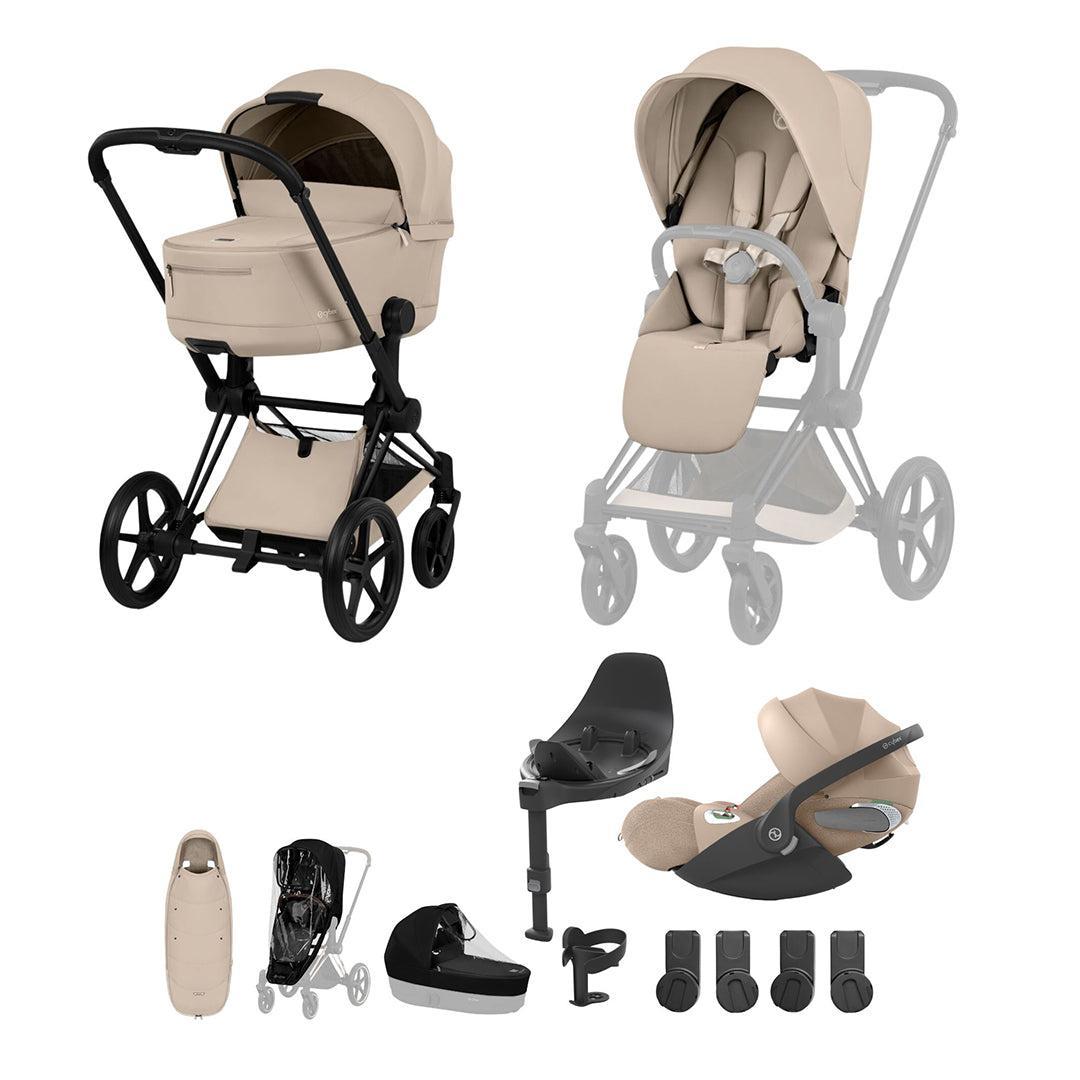 Cybex Priam Ultimate Accessory Bundle - Comfort Collection-Travel Systems-Cozy Beige-With Base | Natural Baby Shower