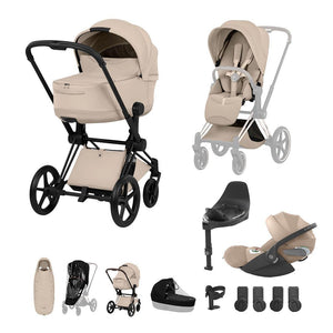 Cybex Priam Ultimate Accessory Bundle - Style Collection-Travel Systems-Cozy Beige-Matt Black | Natural Baby Shower