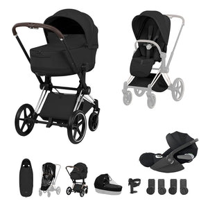 Cybex Priam Ultimate Accessory Bundle - Style Collection-Travel Systems-Sepia Black-Chrome Brown | Natural Baby Shower