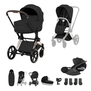 Cybex Priam Ultimate Accessory Bundle - Style Collection-Travel Systems-Sepia Black-Rose Gold | Natural Baby Shower