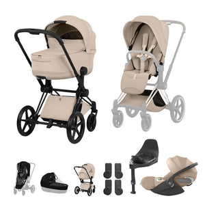 Cybex Priam Ultimate Bundle - Style Collection-Travel Systems-Cozy Beige-Matt Black | Natural Baby Shower