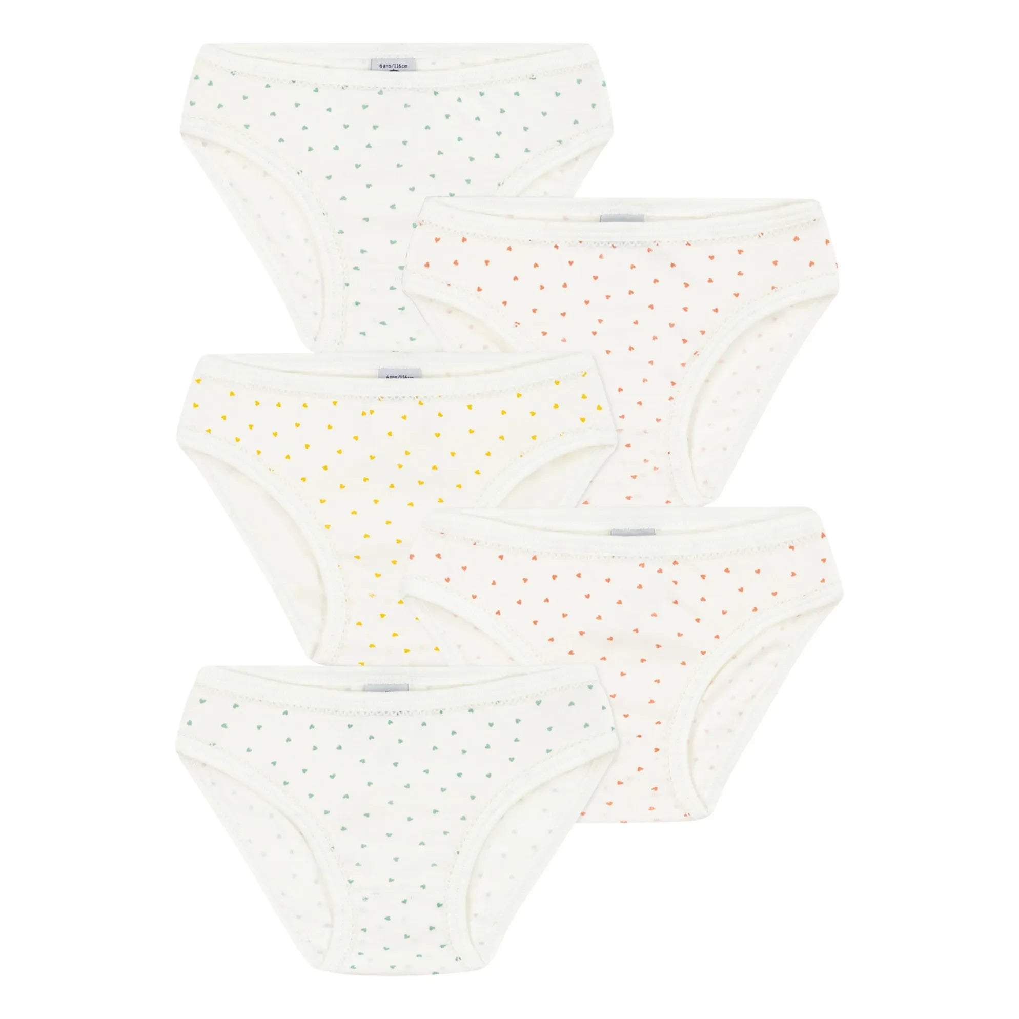 Petit Bateau - 5'li Mini Kalp Külot | Ekru