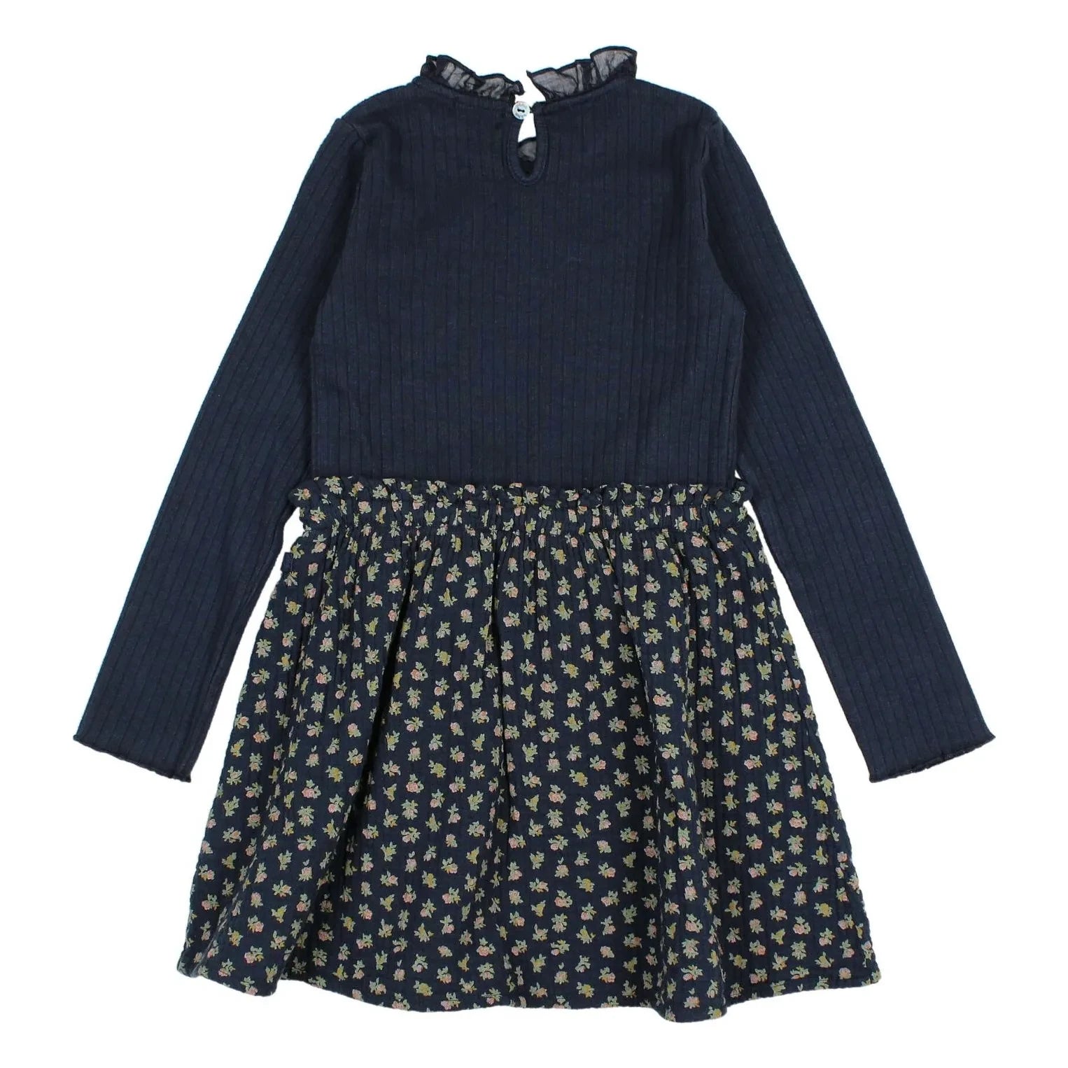 Búho - Cottage Fleurie Organic Cotton Double-Fabric Dress | Navy