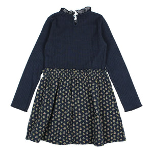 Búho - Cottage Fleurie Organic Cotton Double-Fabric Dress | Navy