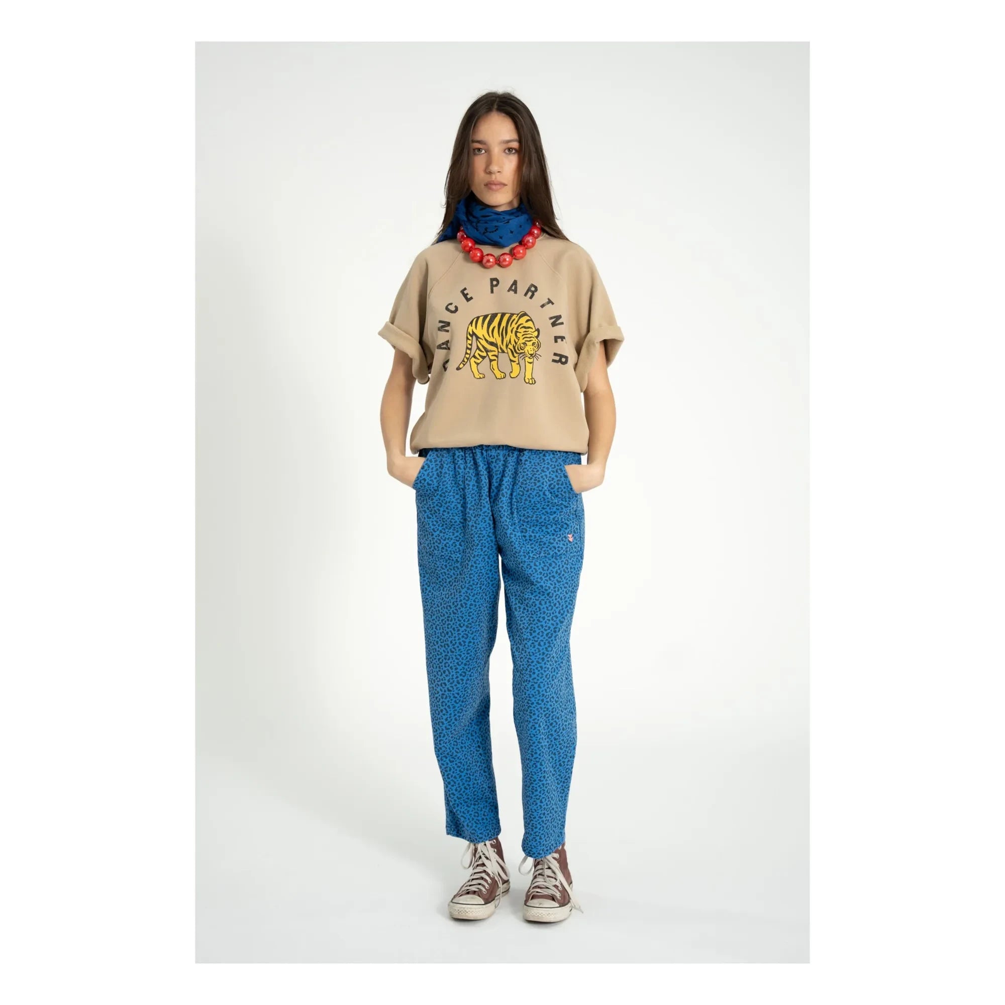 Sisters Department - Violette Organik pamuklu kısa kollu sweatshirt | Kahverengi