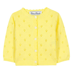 Tartine et Chocolat - Openwork Knit Cardigan | Yellow