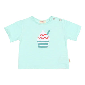 Búho - Bio-Baumwoll-T-Shirt mit Eiscreme-Print | Aqua
