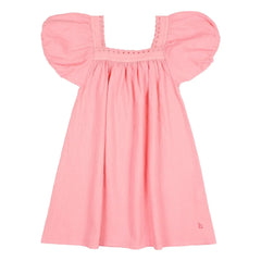 Búho - Kleid aus Bio-Baumwolle mit Festonsaum | Zuckerrosa