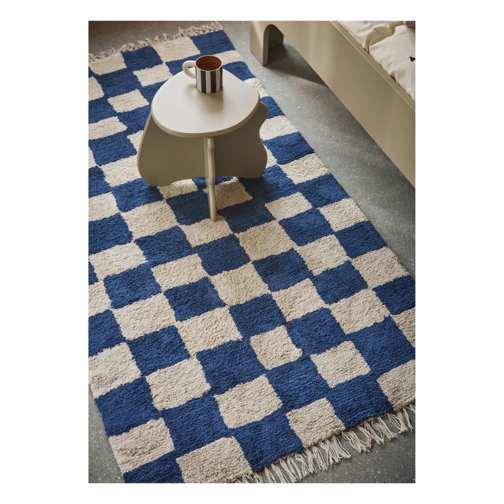 Ferm Living Kids - Mara ekose halı | Mavi