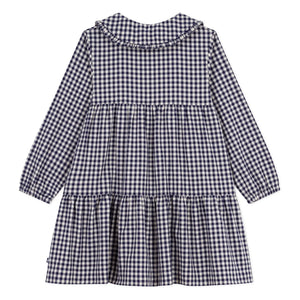 Petit Bateau - Claudine yaka elbise Organik pamuklu ekose | Lacivert