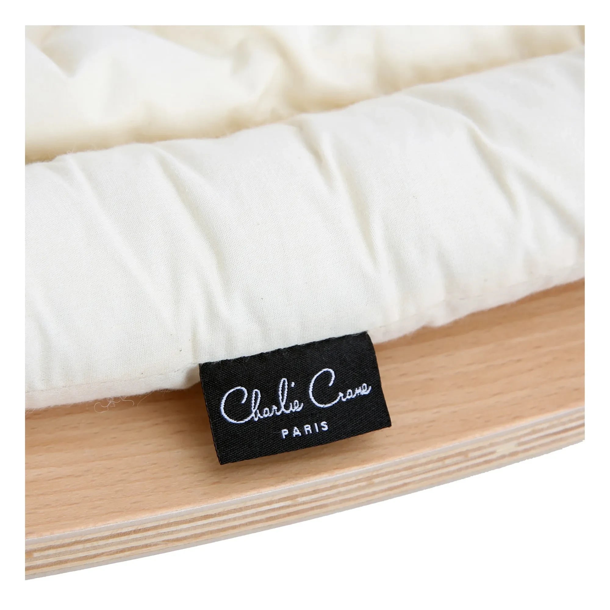 Charlie Crane - Levo Baby Rocker - Beech Wood and Ecru Organic Cotton Cushion | Ecru