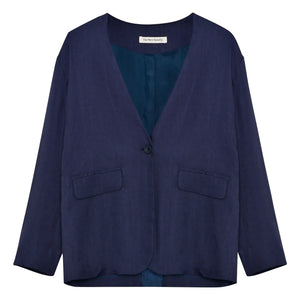 the new society - Blazer Luz Linen | Midnight blue