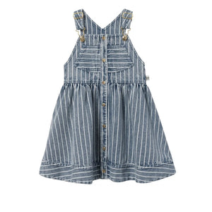 Goldie + Ace - Çizgili Kot Salopet Elbise | Mavi