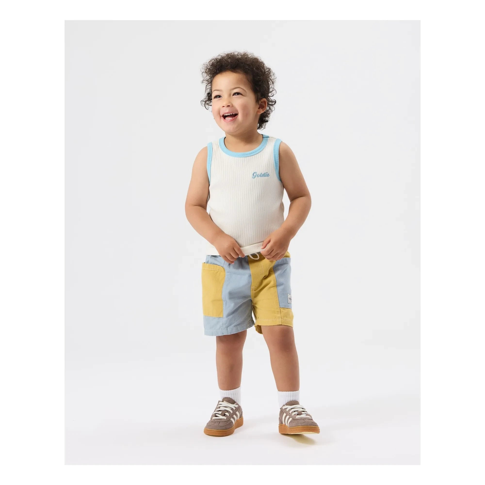 Goldie + Ace - Geripptes Kontrast-Tanktop | Weiß