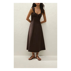 Faithfull the Brand - Pallida Leinen- und Baumwollkleid | Kaffee