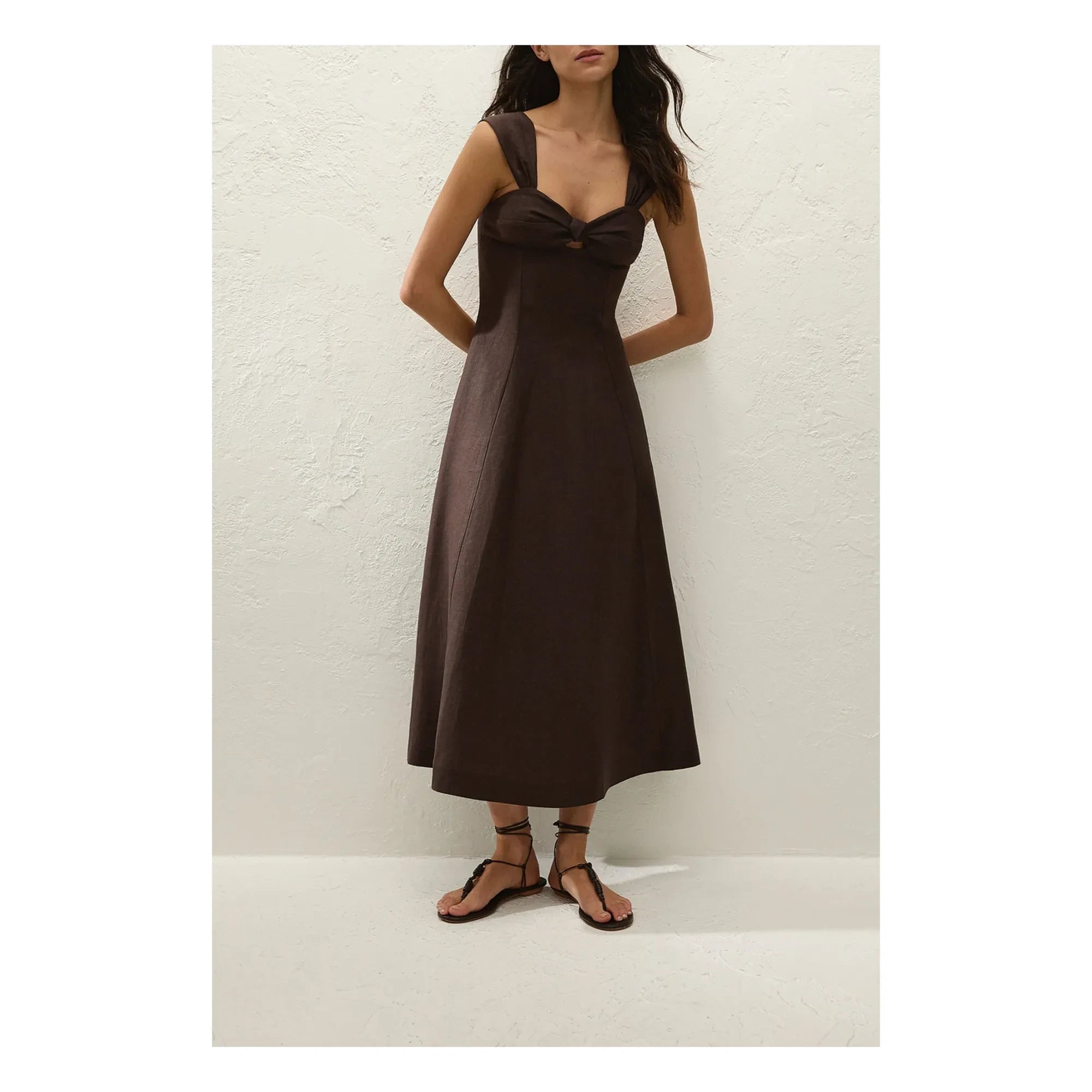 Faithfull the Brand - Pallida Leinen- und Baumwollkleid | Kaffee