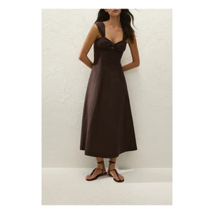 Faithfull the Brand - Pallida Leinen- und Baumwollkleid | Kaffee