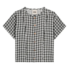 Studio Bohème - Thelme Vichy Bluse aus Bio-Baumwollgaze | Schwarz