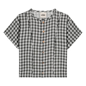 Studio Bohème - Thelme Vichy Bluse aus Bio-Baumwollgaze | Schwarz