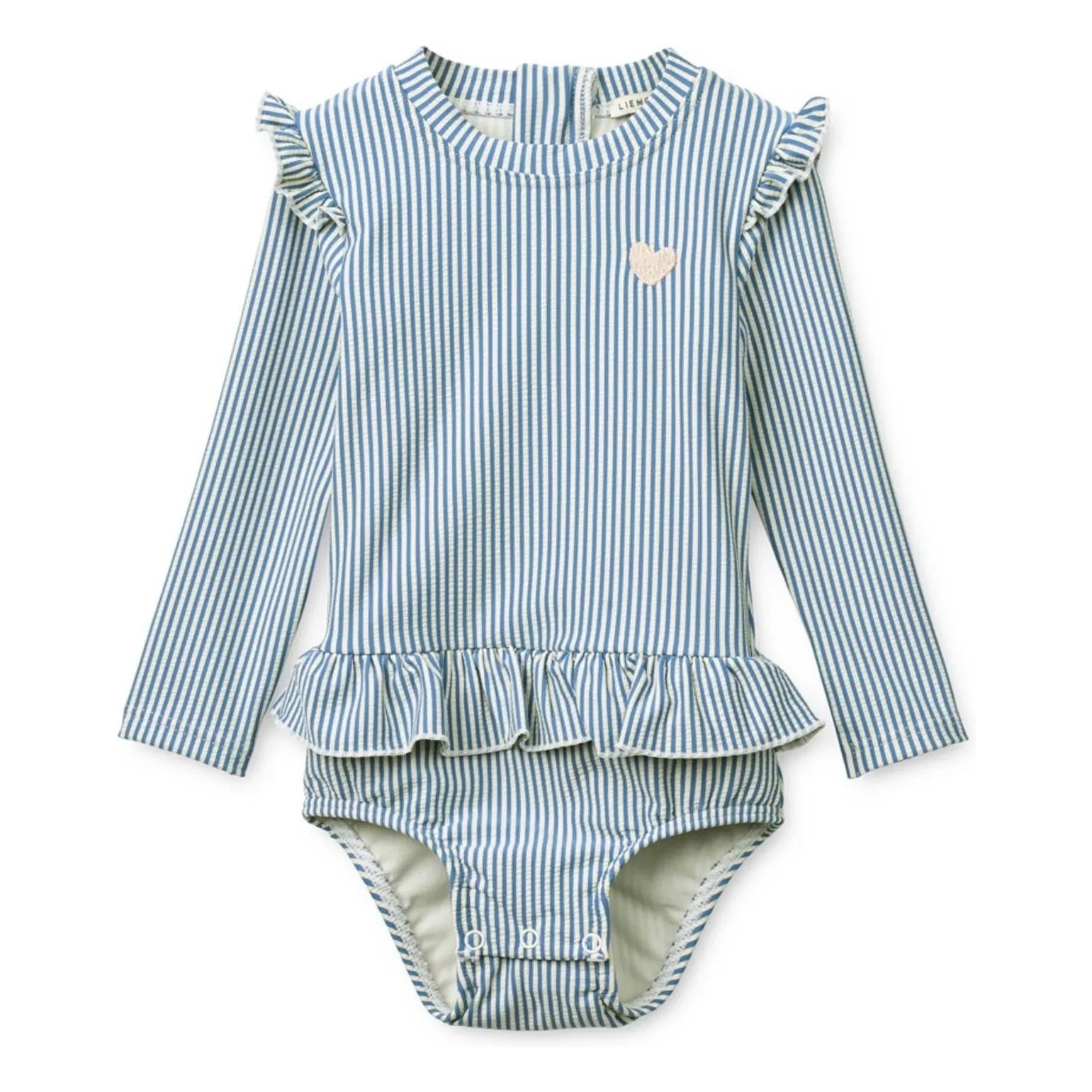 Liewood – Langärmeliger Badeanzug Sille mit Streifen und Crinkle-Textur aus recycelten Fasern Baby | Blau