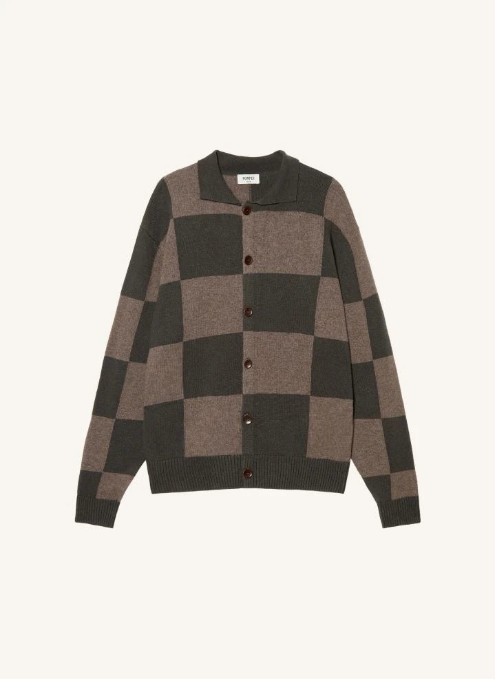 Pompeii - Green Checked Polo Cardigan