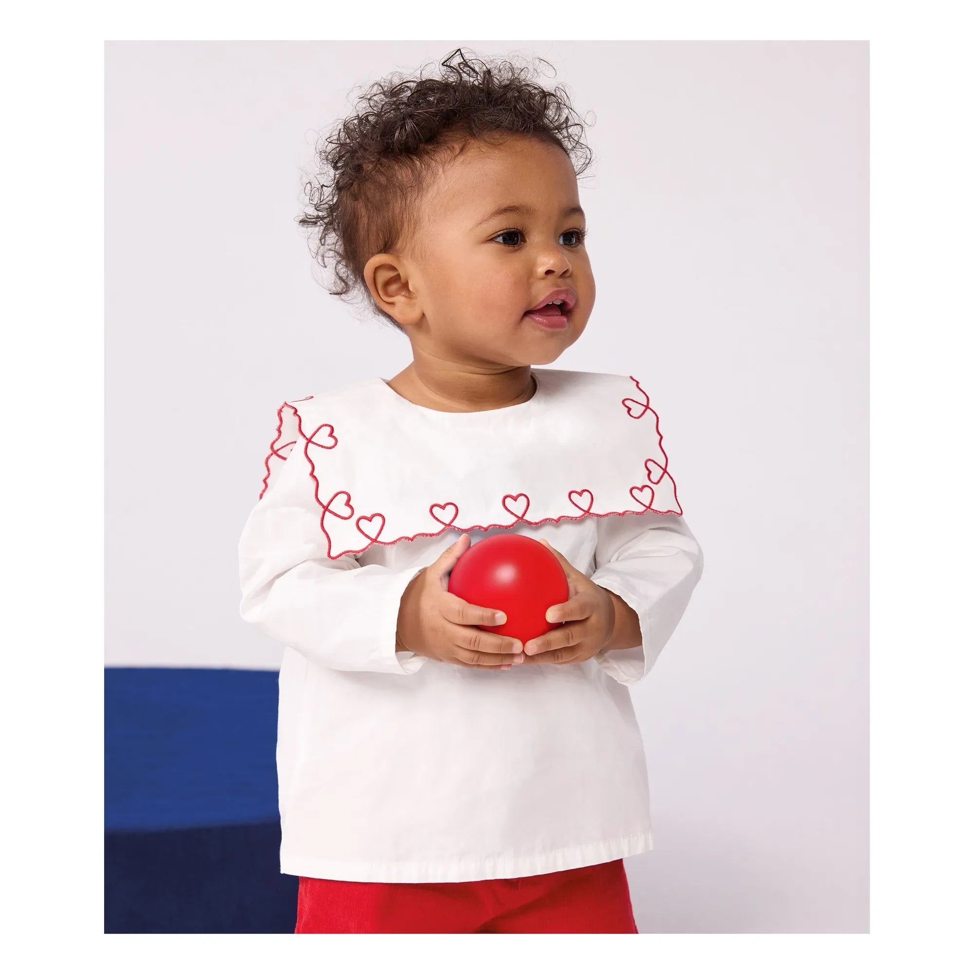 Petit Bateau - Geniş Yaka Poplin Organik Pamuk Bluz | Beyaz