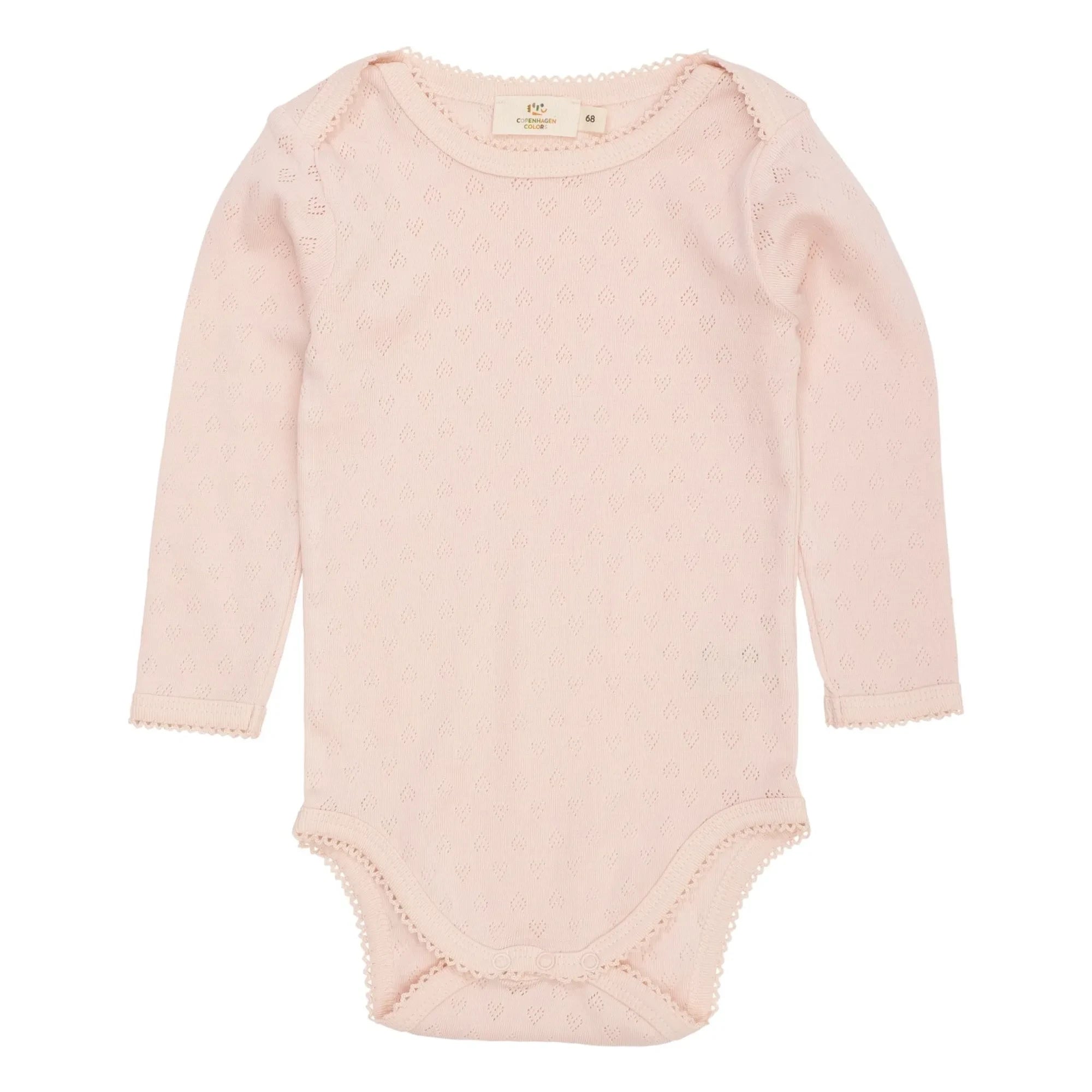 Copenhagen Colors - Kısa Kollu Body Pointelle Kalpler Organik Pamuk | Pembe Açık