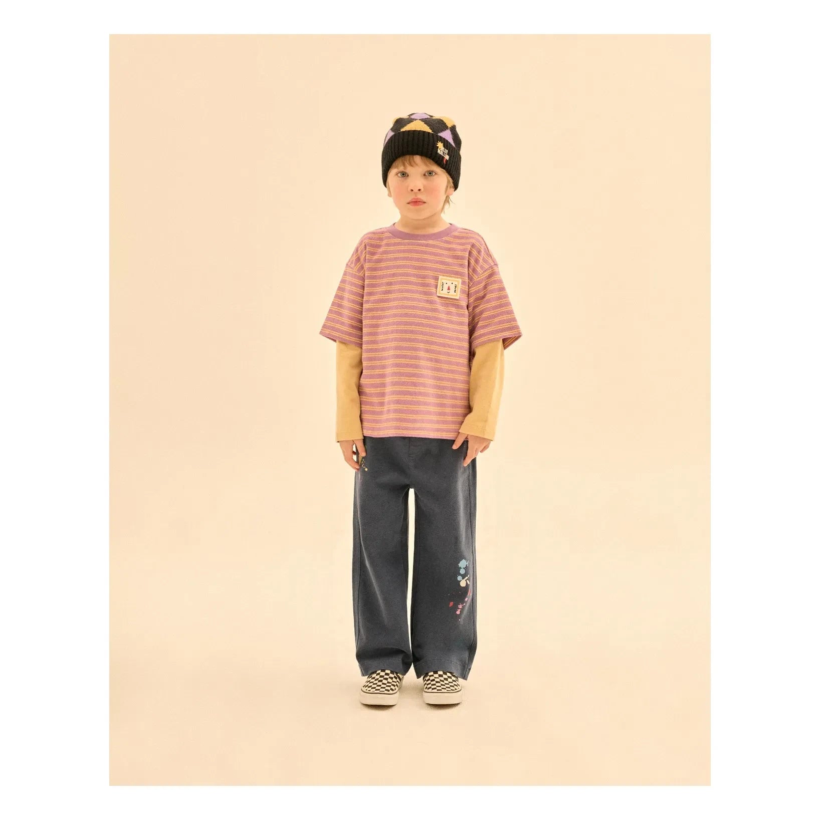 Jelly Mallow - Lagenlook gestreiftes Langarmshirt | Lila