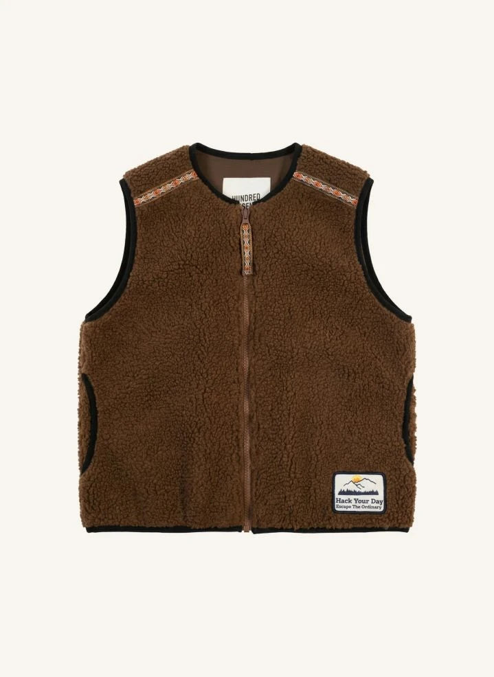 Hundred Pieces - Easy Sherpa Kolsuz Ceket | Kahverengi