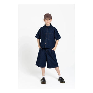 Finger in the nose - Bermuda şort Denim Tate | Koyu Mavi