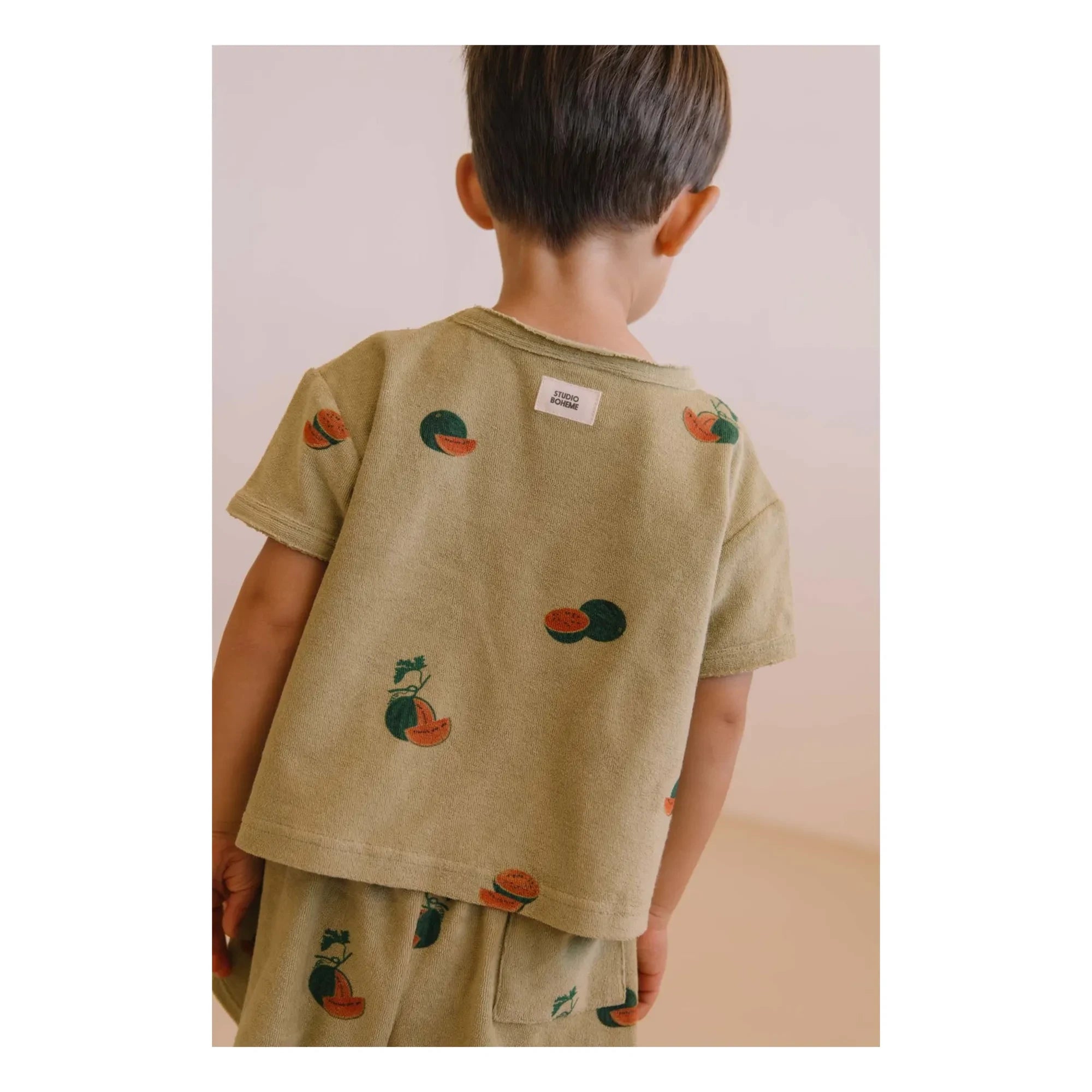 Studio Bohème - Essential Watermelon Organic Cotton Sponge T-Shirt | Khaki